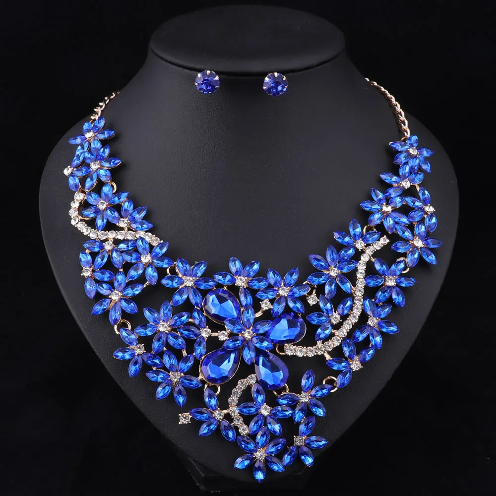 5 цветов наборы свадебных ювелирных изделий свадебное ожерелье серьги для невест