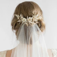 white flower bridal hair comb pearl beads wedding hair accessories women headpiece girls hair vine party hair jewelry