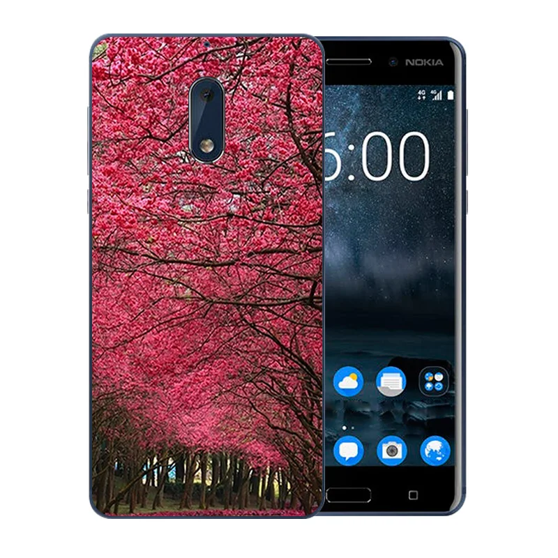 Phone Case For Nokia 6 Soft TPU Silicone Slim Ultrathin Blossom Pattern Fashion Luxury Back Cover Nokia6 Matte Protect Shell |
