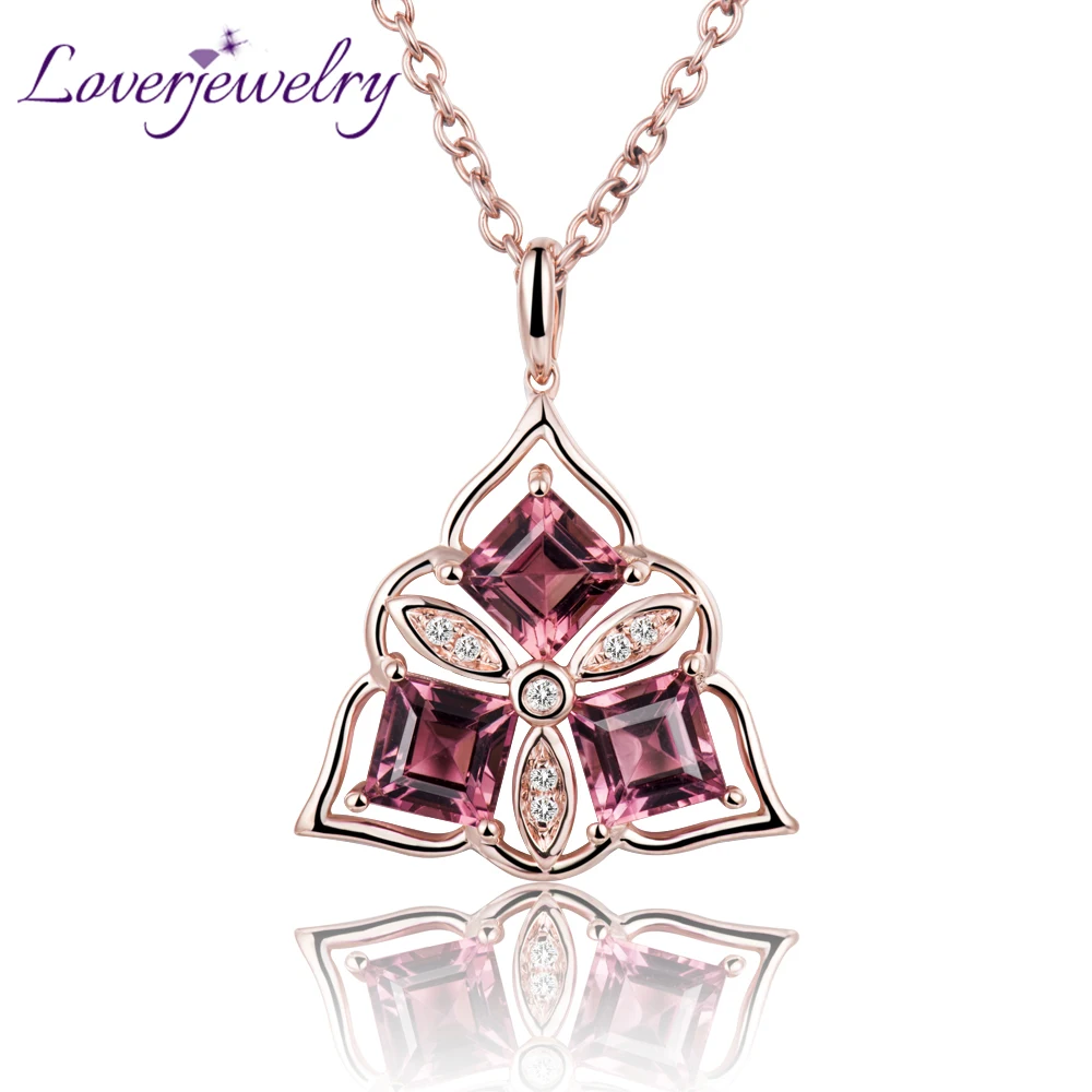 LOVERJEWELRY очаровательный новый дизайн 18Kt розовое золото бриллиант розовый турмалин