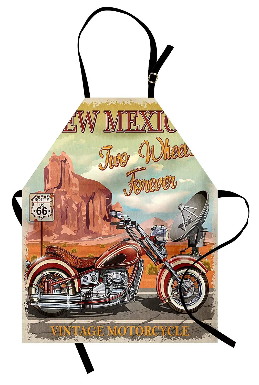 Route 66 фартук новинка каллиграфия в Мексике с винтажным мотоциклом на старинном