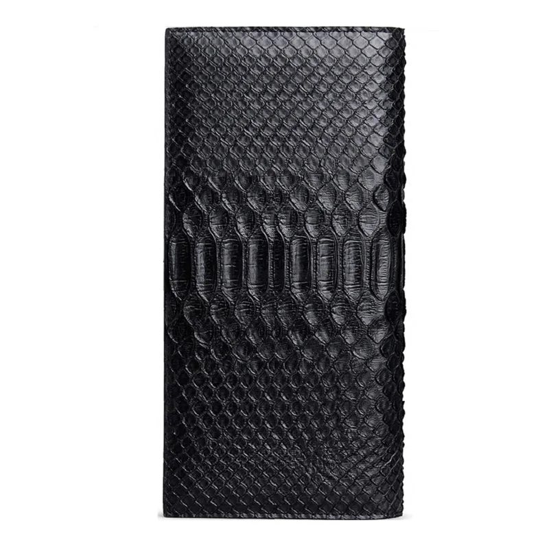 men wallet McParko, Женский кошелек, длинный, натуральная кожа, змеиная кожа, Длинный кошелек, женский, роскошный, настоящая кожа питона, держатель для карт, кошелек, женский, черный - Цвет: men wallet