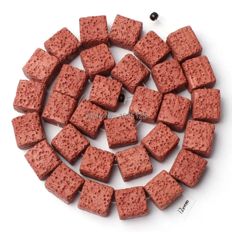

Natural Red Lava Rock Stone Spacer Loose Bead High Quality 10mm Square Shape DIY Gem Jewelry Making Accessories w2355