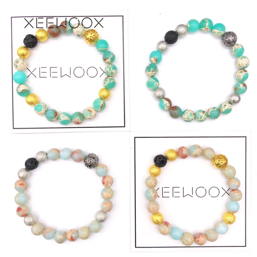 Colorful Couple Yoga Lava Essential Oils Diffuser Bead Bracelet For Woman Man Girl Natural Stone XEEWOOX Boho Bohemia Gift | Украшения и
