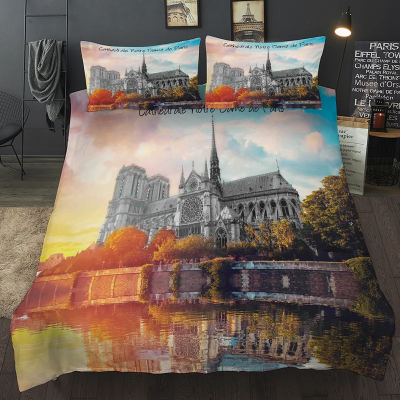 Бесплатная доставка Франция декорации Cathedrale Notre Dame de Paris Постельное белье