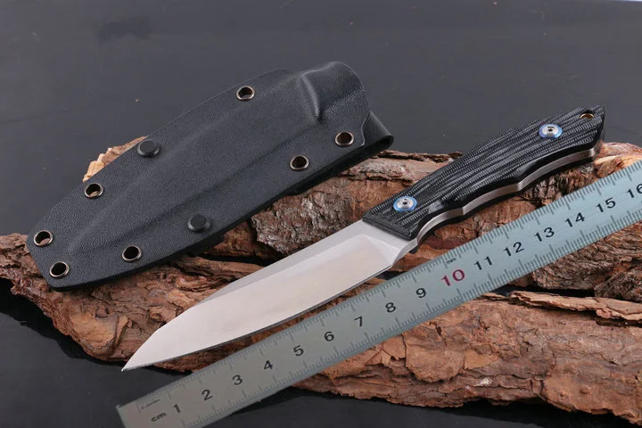 Freewolf прямой нож D2 60HRC атласное лезвие черный G10 Ручка открытый фиксированным лезвием ножи с Kydex