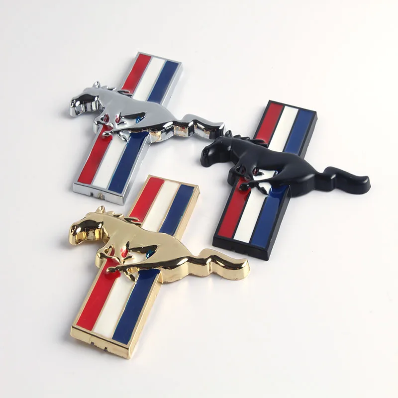 

2pcs Mustang 3D Metal Running Horse Emblem Car Door Body Badge Sticker Decoration For trunk whole auto body emblem Car Styling