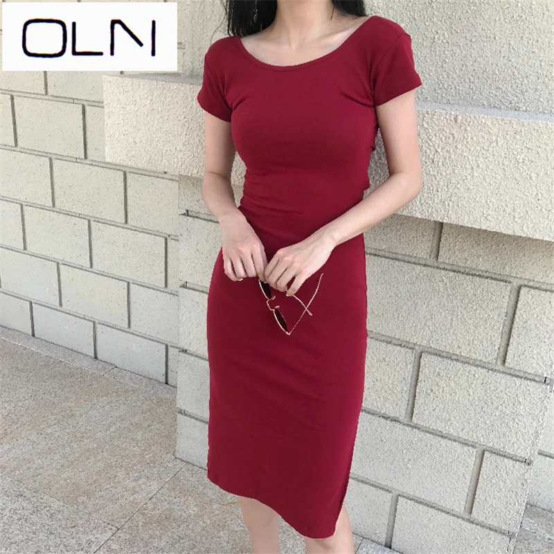 Dress OLN Vestidos Korean new chic wind small sexy cross open back long slimming temperament dress | Женская одежда