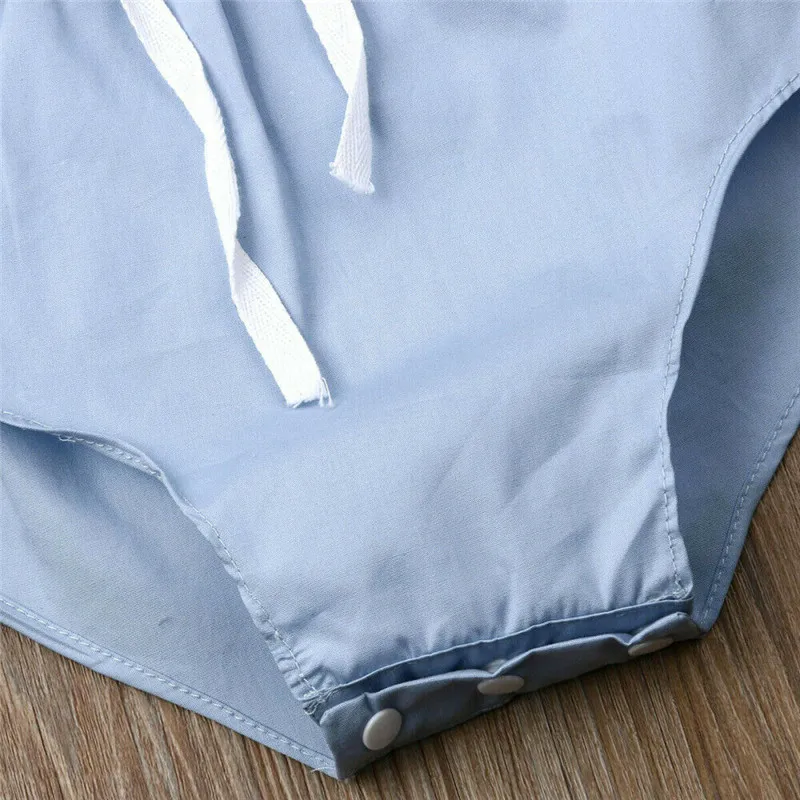 Однотонные голубые боди для маленьких девочек от 0 до 24 месяцев летние новые