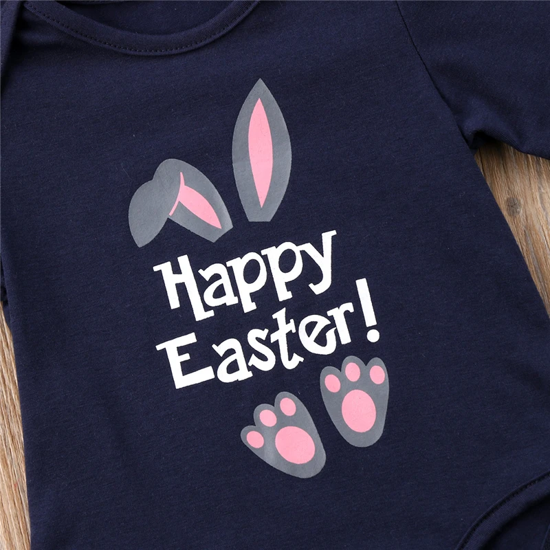 2018 одежда для малышей с коротким рукавом и надписью Happy Easter комбинезон маленьких
