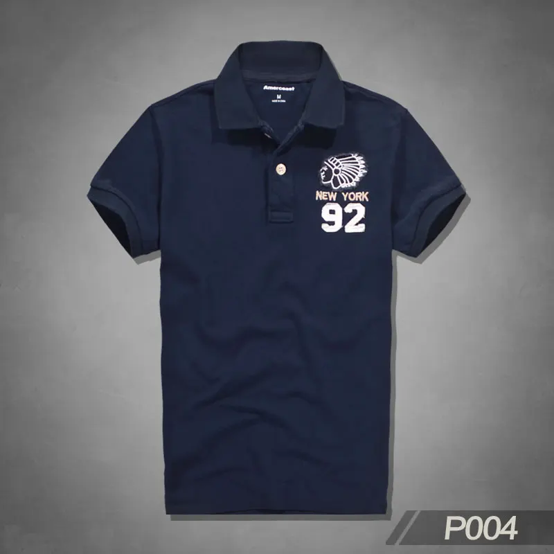 P004 Navy Blue Новые мужские рубашки поло, высококачественные хлопковые рубашки с коротким рукавом, дышащие однотонные рубашки поло, Летняя Повседневная Деловая мужская одежда - Цвет: P004 Navy Blue