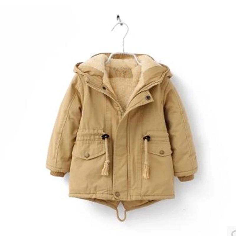 Детская Зимняя шерстяная куртка с капюшоном и длинным рукавом|Куртки пальто| |