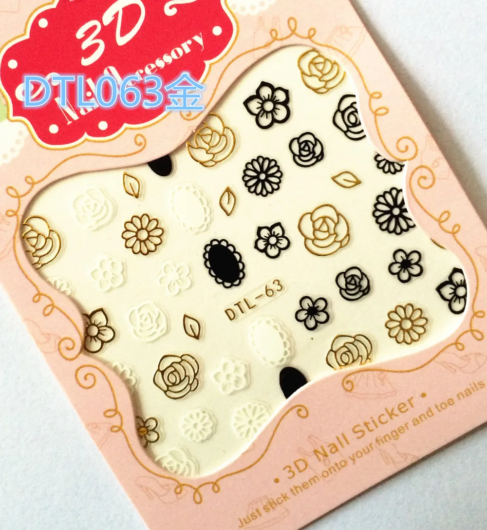 1 лист модные ногти искусство Маникюр 3D Золотые украшения Дизайн задний клей