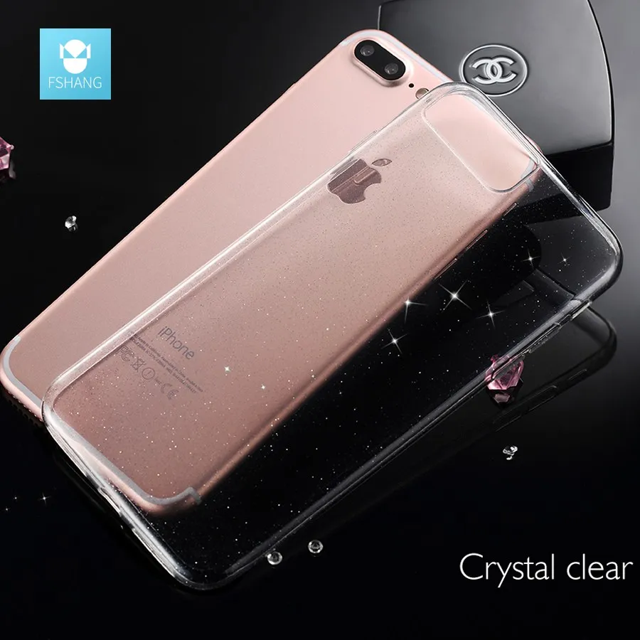 Fshang Сияющий для iphone 8 чехол блеск ультра тонкий Тонкий прозрачный силиконовый