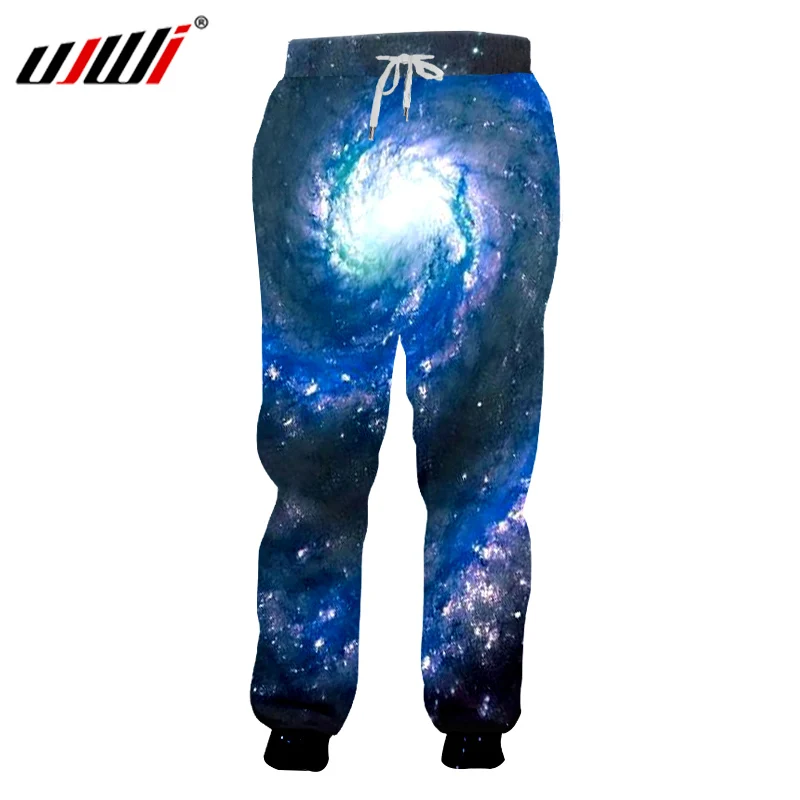 

UJWI 2018 New 3D Pants Print Blue Galaxy Graphic Space Funny Trousers Loose Elastic Harem Pants For Men Hip Hop Sweatpants 5xl
