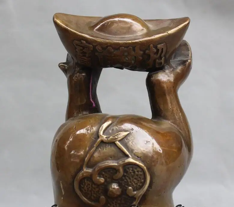 Chinese Copper animal Folk Wealth Money Zodiac Year Lovely Pig sculpture Statue | Дом и сад
