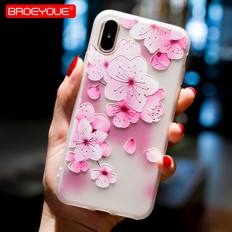 3D Relief Case For iPhone XS Max XR Cases Floral Matte Cover 5 5S SE 6 6S Plus 7 8 X Soft TPU Capas Fundas |