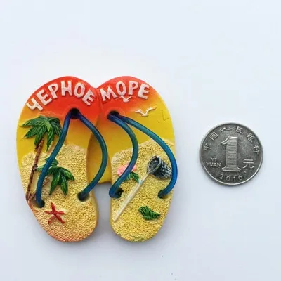 Россия творческие сувениры для туристов Черное море океан ветер трехмерные шлепанцы магнитные наклейки стикеры на холодильник