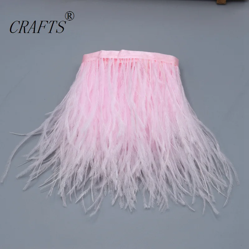 light pink 1 метр длинный качественный пушистый Страус Обрезка волос Ткань боковая лента/ремень юбка/платье/костюм/ювелирные изделия 10-15 см - Цвет: light pink