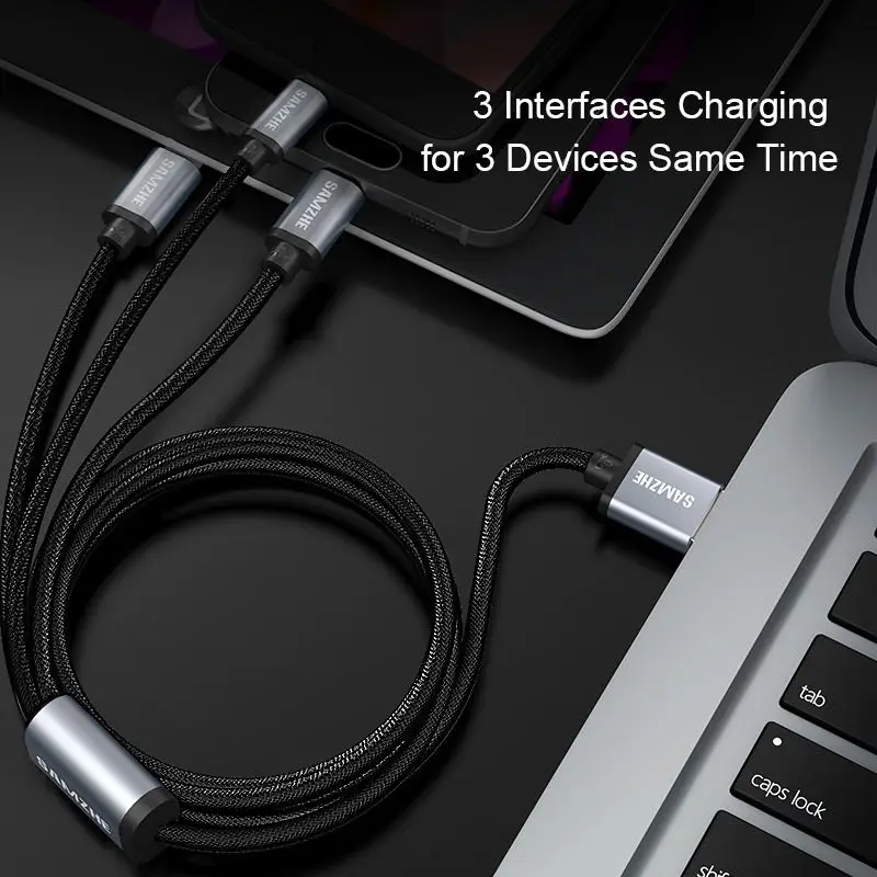 Кабель для телефона SAMZHE 3 в 1 кабель Micro USB Type C телефонов iPhone 6 7 8 Samsung XiaoMi Huawei OPPO - Фото №1