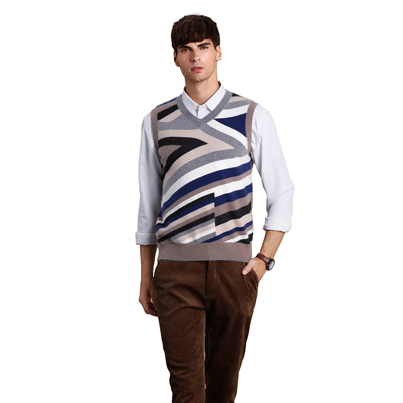 

ZHILI Men's Slim Fit Vest Knit V-Neck Cashmere Sweater