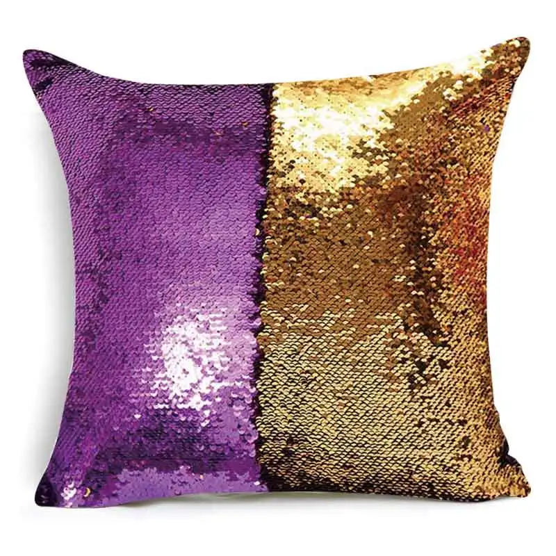 Магический меняющий цвет Двусторонняя Подушка Чехол Наволочка Сделай Сам Русалка Розовый Синий Серебристый Розовый Золотой белый подушка декорированная блестками чехол