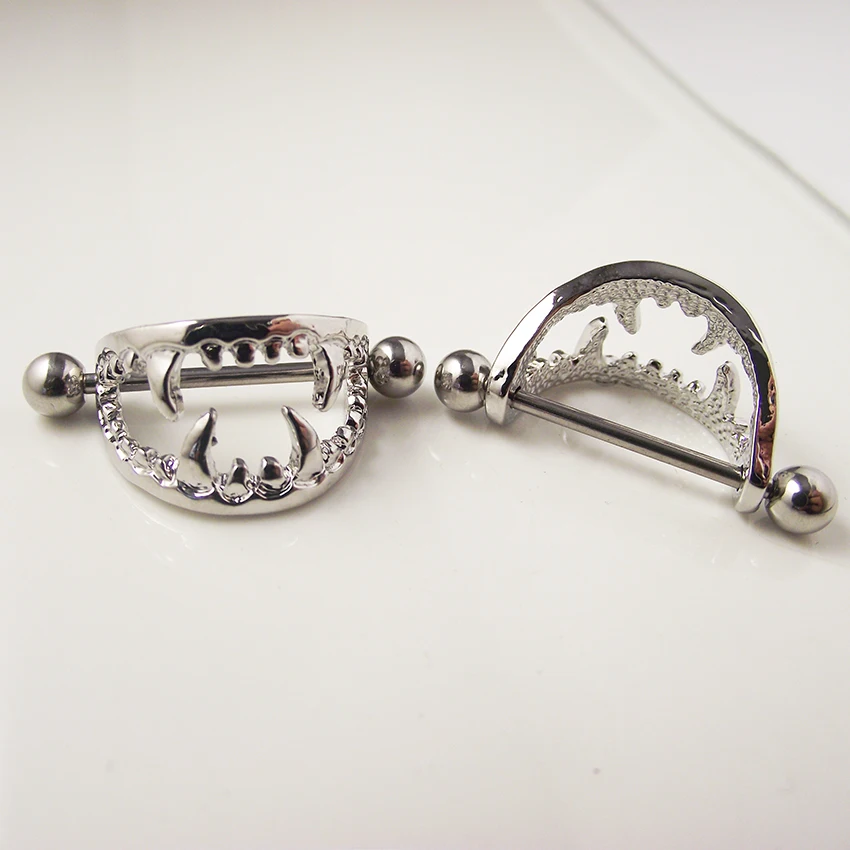 Защитное кольцо для сосков в стиле панк-рок клыки вампира 14 г 2 шт. | Украшения и