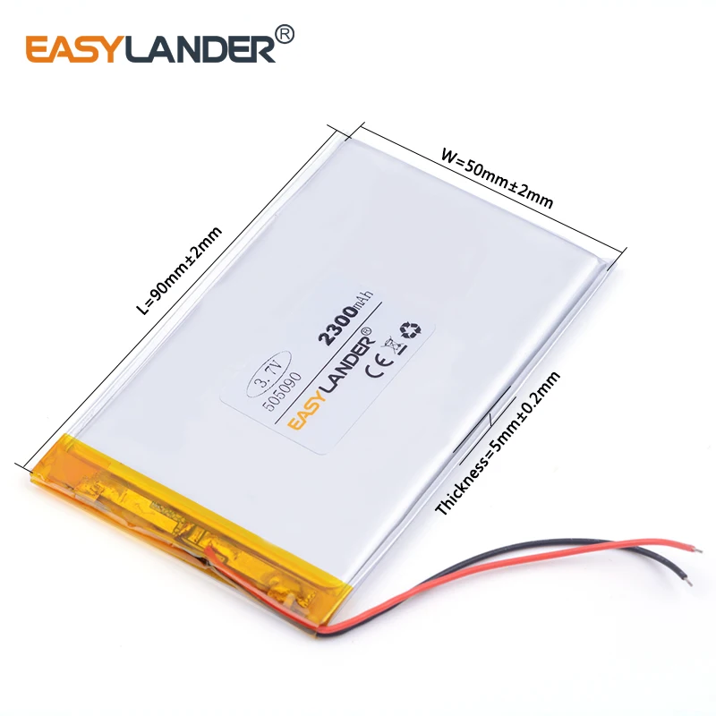 10 шт./лот 3 7 v литий ионный полимерный аккумулятор 505090 2300mah с защитной платой для MP3