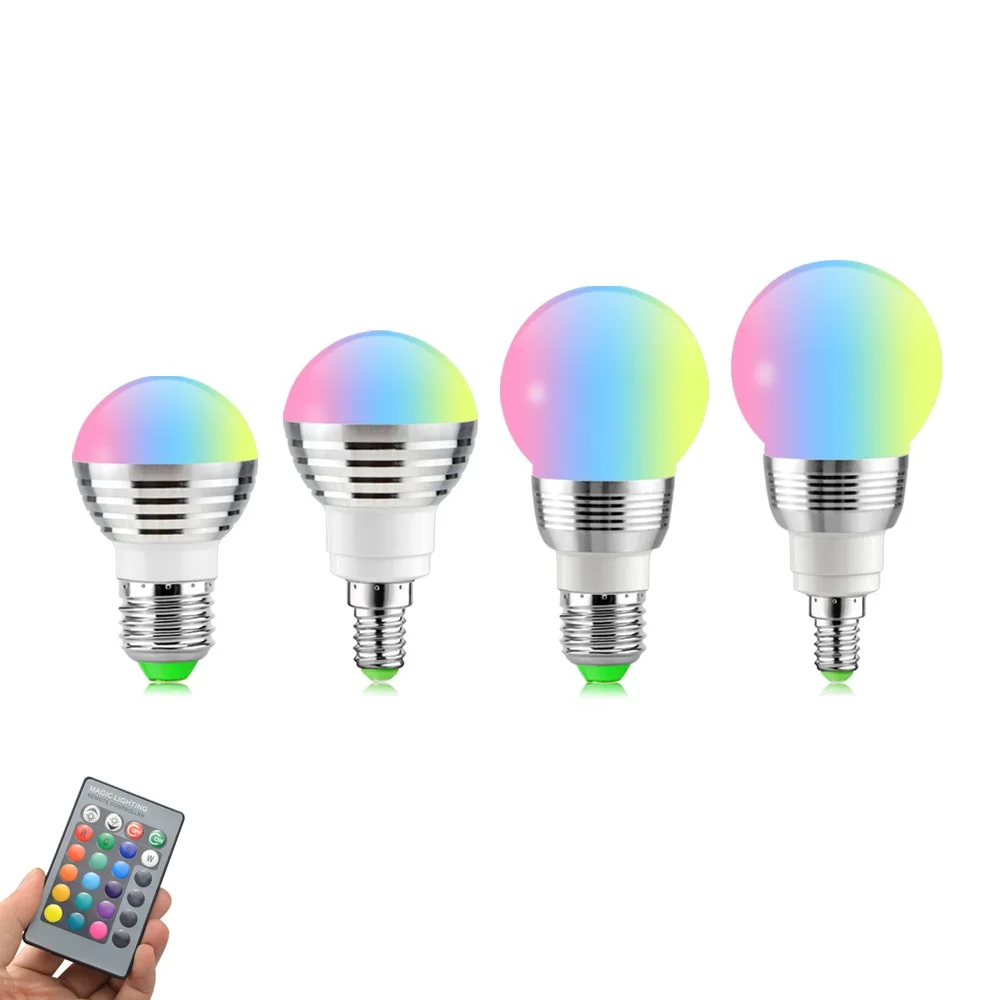 Светодиодный светильник E14 E27 RGB с пультом дистанционного управления