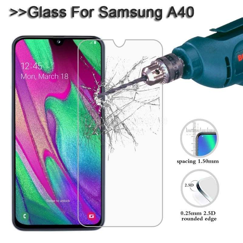 2 шт закаленное стекло для Samsung Galaxy A40 защита экрана 9H 2.5D телефон на Защитное