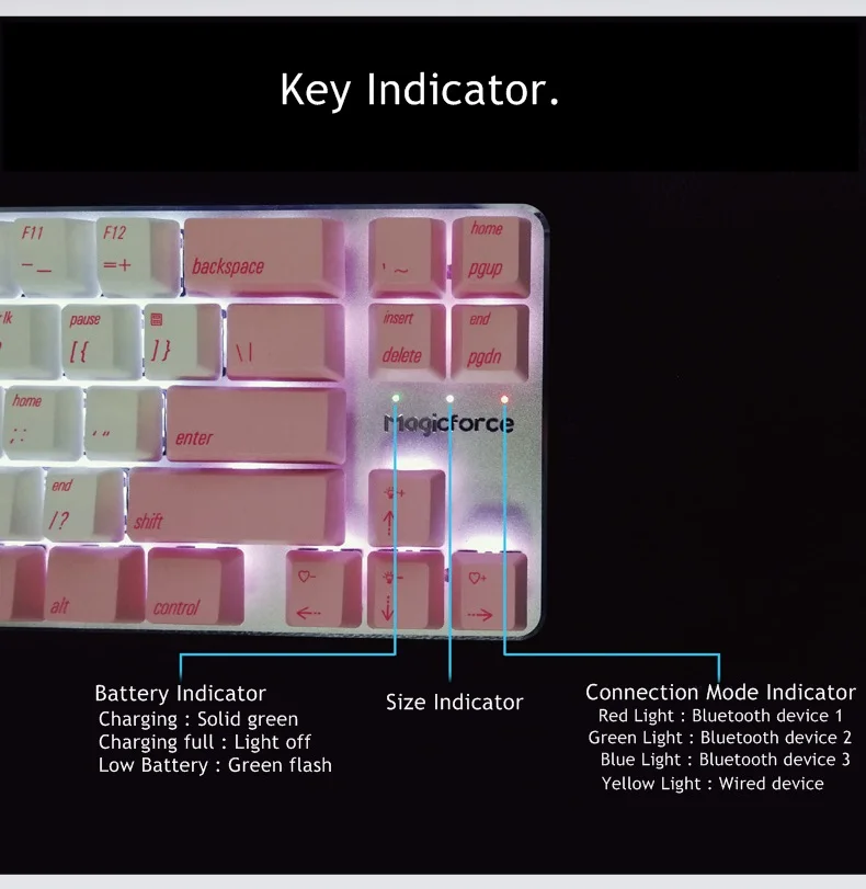Magicforce Smart 2 Bluetooth 4,0 Беспроводная/USB Проводная Двухрежимная 68 клавишная механическая клавиатура PBT Keycap подключение нескольких устройств