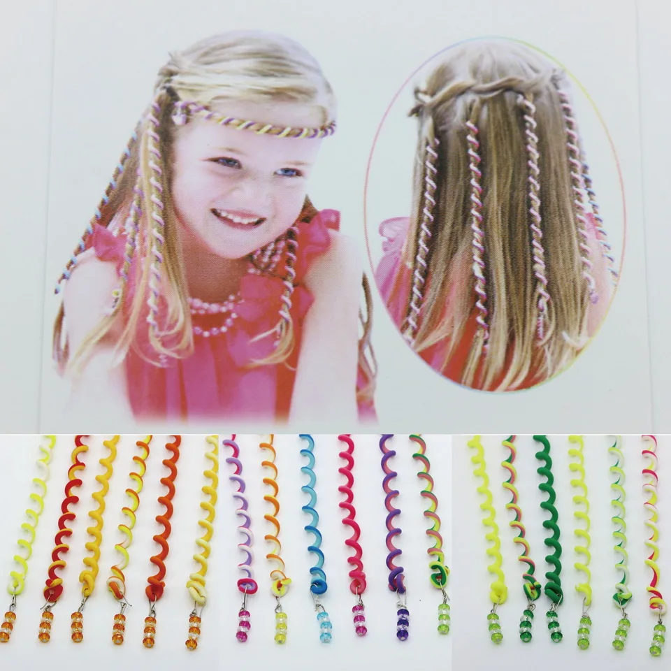 Ободок для волос детский Длинный эластичный с кристаллами 6 шт.|Аксессуары