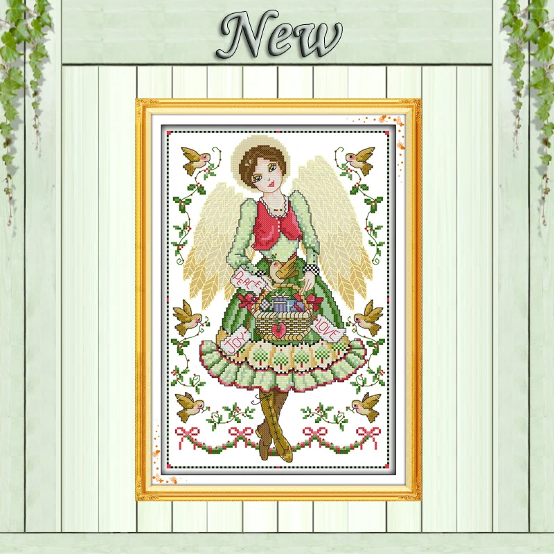 Картина ангельская девушка Красавица сделай сам 11 карат рассчитана на холст DMC 14