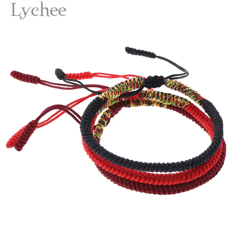 Lychee 3 шт. буддийский браслет ручной работы унисекс цветные провода плетеные