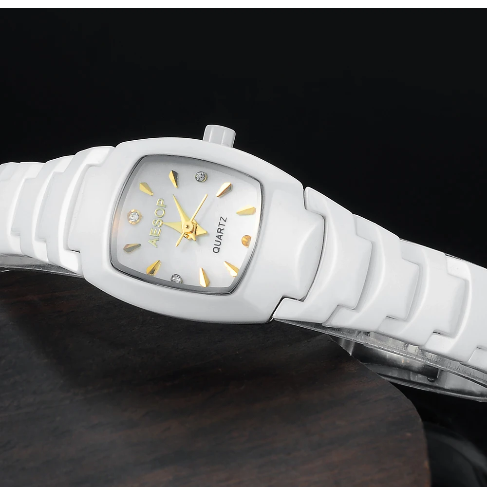 genuine quartz watch white ceramic watches Korean fashion waterproof Ms. Sapphire Women | Наручные часы