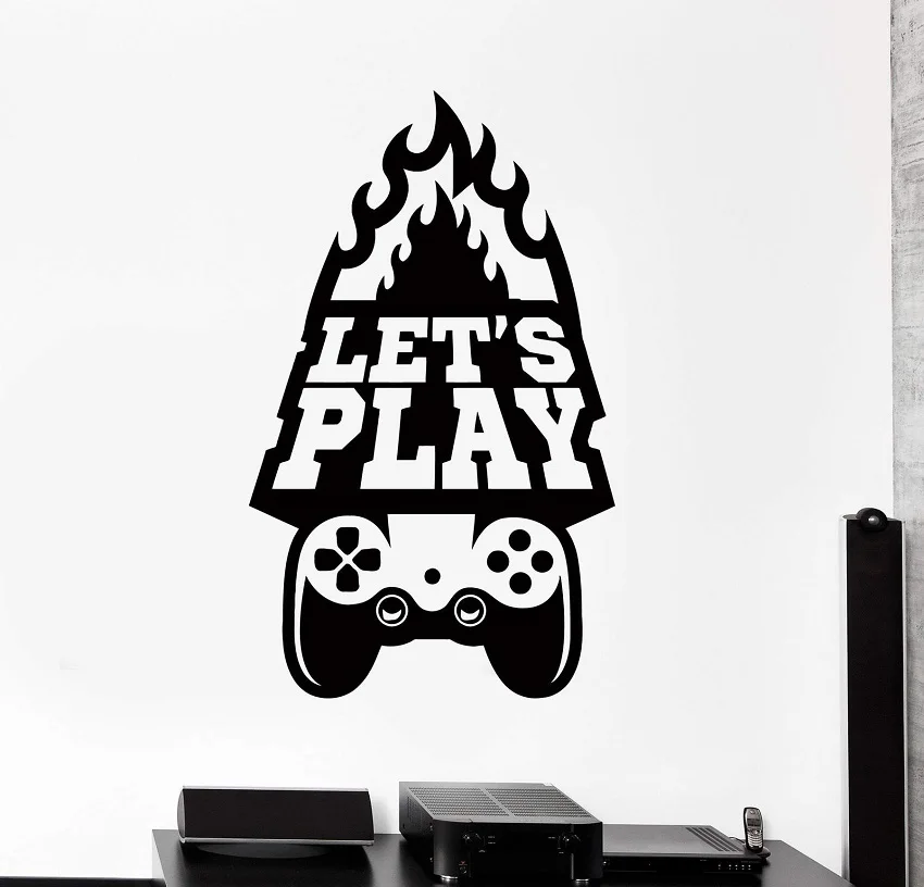 Виниловая наклейка на стену стикер для видеоигр игра let us play декор спальни и