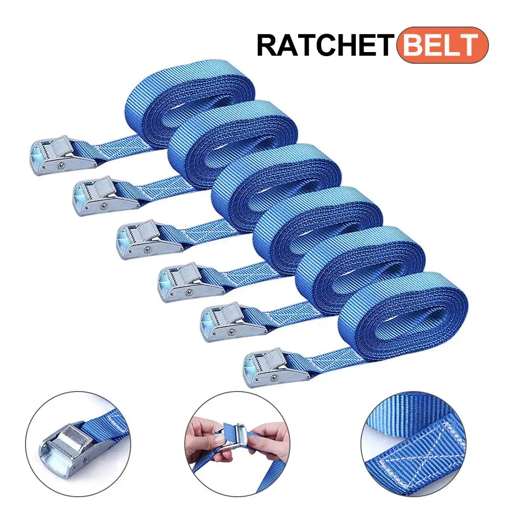 6pcs 3Meter Buckle Tie-Down Belt Cargo Straps For Car Motorcycle Bike Luggage Bag With Metal Buckle Tow Rope Strong Ratchet Belt