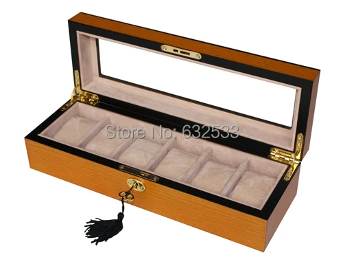 36*13*9cm Oak Wooden Watch Box for 6 watches storage watch gift display cases at home or collector | Наручные часы