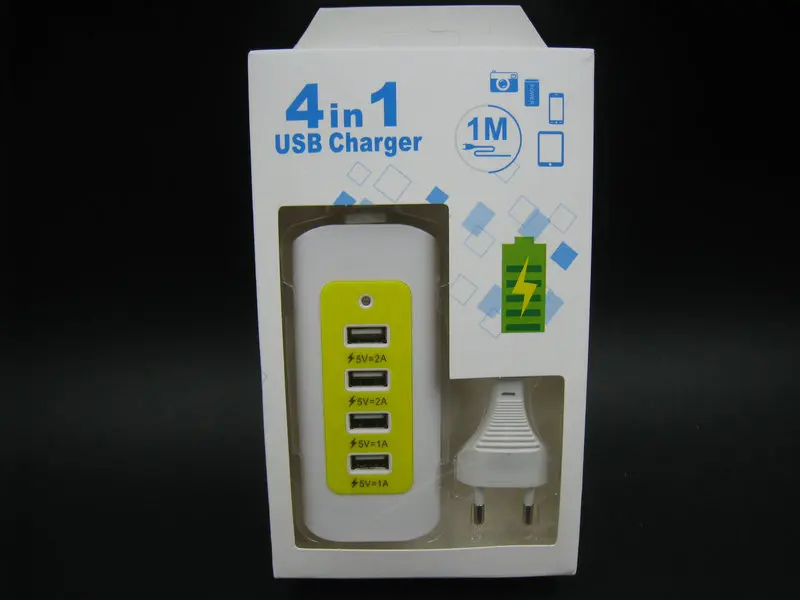 Новое портативное высокоскоростное быстрое зарядное устройство 4 порта USB