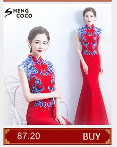 Плюс Размеры искусственный шелк Cheongsam Длинные платья Вечеринка синий печать улучшенное платье Чонсам Ципао платье Orientale XXXL 4XL XXL