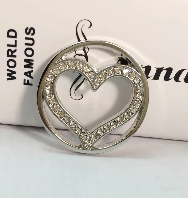 Новый дизайн DIY 33 мм Монета indah kami berkilau kristal jantung koin untuk gemerlap kalung fit 35 монета