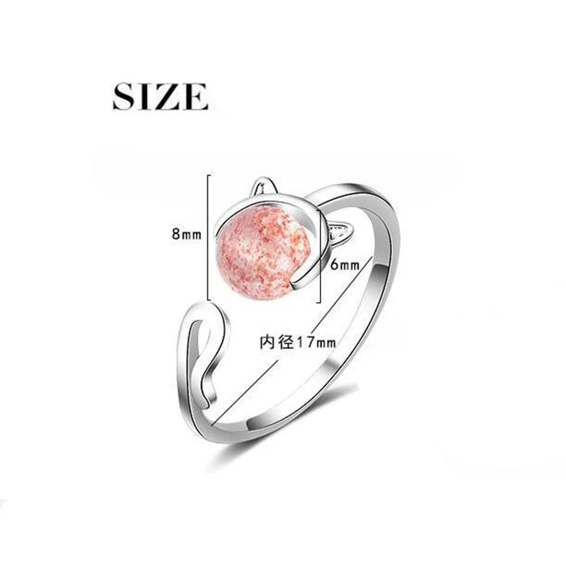 

Luxury 925 Sterling Silver Adjustable Open Rings For Women Korean Wedding Girl Cat Shape Knuckle Crystal Jewelry Finger Ring