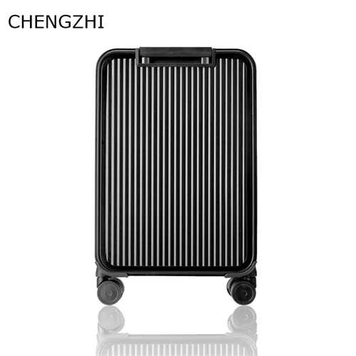 black CHENGZHI высококачественный 2" 24" дюймов Алюминий-магниевого сплава прокатки багажа Роскошный деловой Дорожный чемодан на колесиках - Цвет: black
