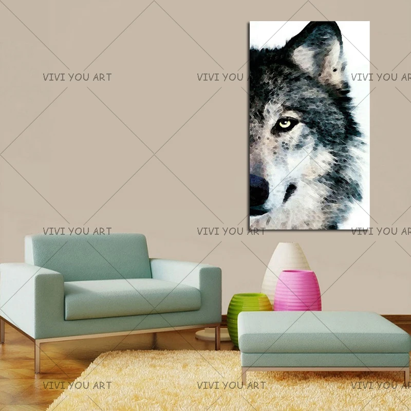 Skilled Painter Hand-painted High Quality Modern Abstract Timber Wolf Oil Painting on Canvas Handmade Lonely | Дом и сад