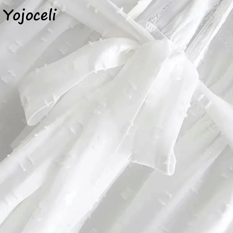 Yojoceli женский жаккардовый в горошек шифоновый комбинезон кружевной лоскутный с