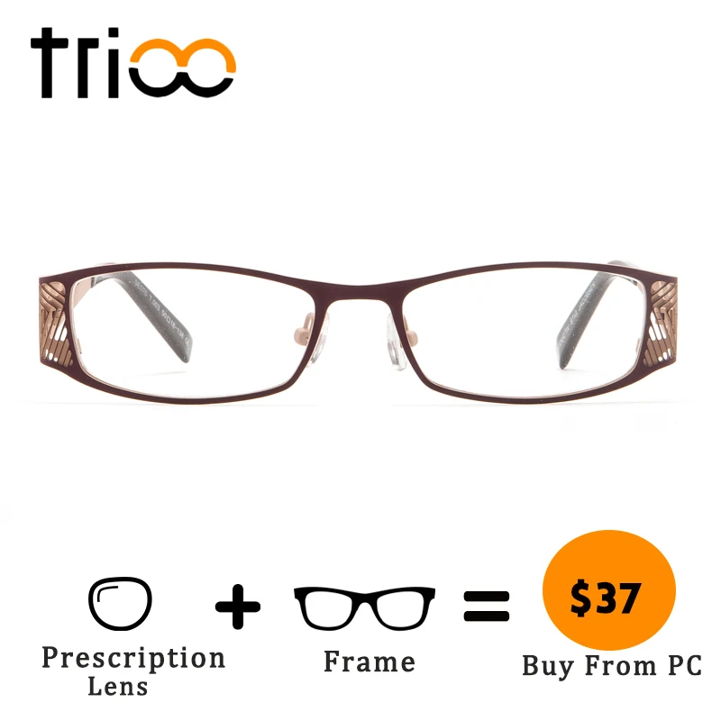 TRIOO Unique Chic Wide Temple Myopia Glasses Hollow Leaf Design Prescription Eyeglasses Oval Clear Diopters Eyewear Optical |