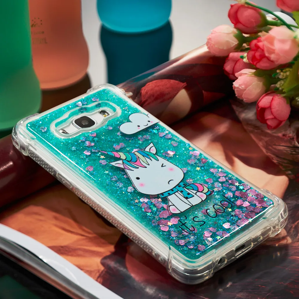 LUCKBUY для samsung Galaxy J1 J5 J7 чехол Роскошный динамический с блестками и жидкостью Мягкий силиконовый прозрачный Футляр задняя крышка