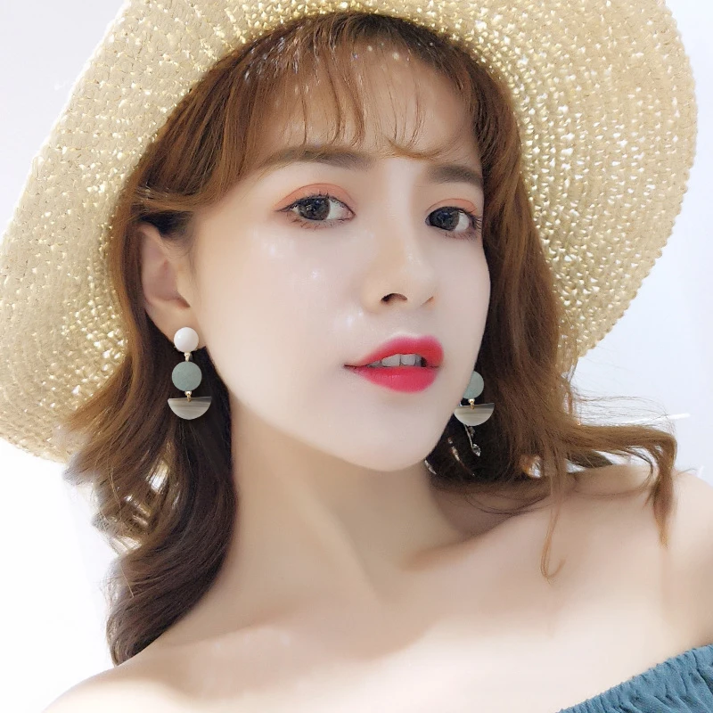 Женские Геометрические серьги клипсы Элегантные Простые полукруглые из дерева