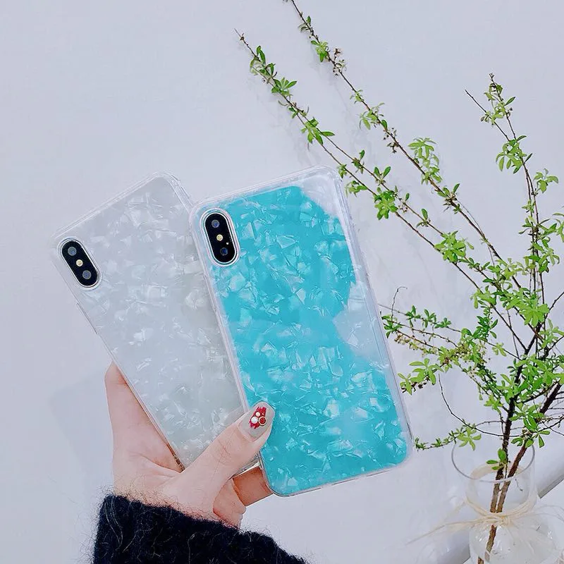 Роскошный чехол Kerzzil Blue Ray раковины для iPhone 7 8 Plus жесткие чехлы телефона из