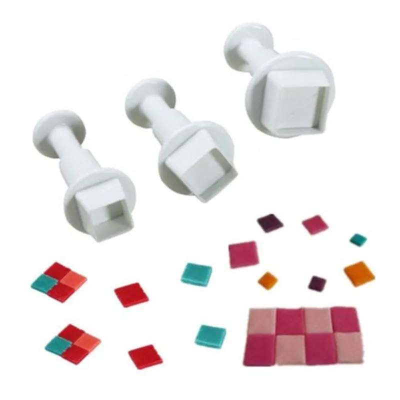 3PCS/Set Lovely Square Plunger Cutter Mold Fondant Cake Decorating Kitchen Tool | Дом и сад